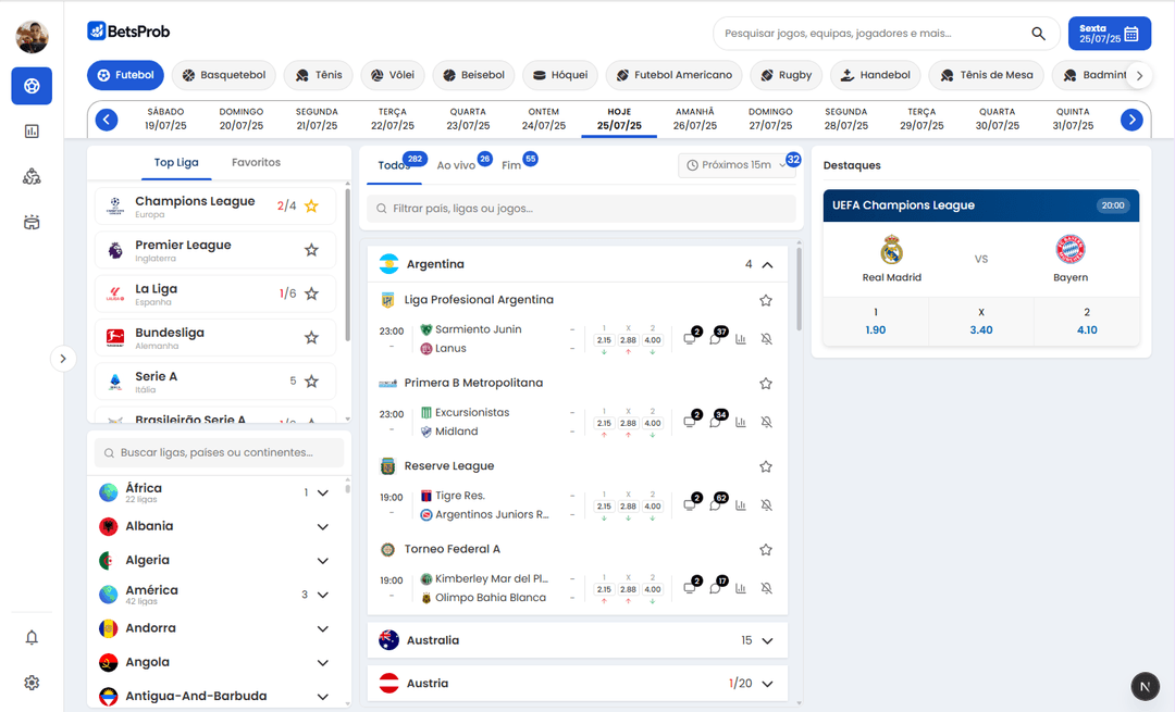BetsProb - Resultados e Palpites de Futebol